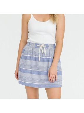 GAP Striped Mini Skirt S Blue White Tie Waist Lined Summercore Coastal Cute